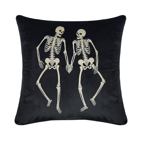 Velvet Gentlemen Skeletons Decorative Throw Pillow, 18