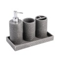 4pc Resin Sand Effect Bath Accessory Set