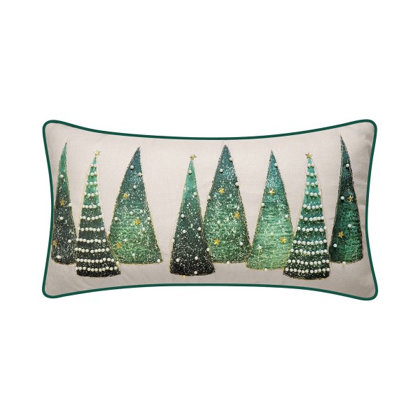 Modern Christmas Trees with Beading and Embroidery Decorative Pillow, 14