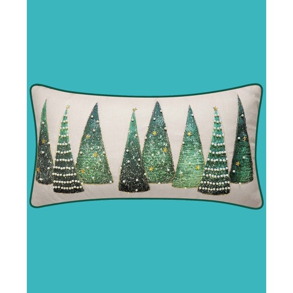 Modern Christmas Trees with Beading and Embroidery Decorative Pillow, 14